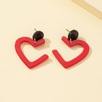 Fashion Red Acrylic Heart-shaped Earrings main image 3