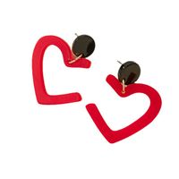 Boucles D&#39;oreilles En Forme De Coeur En Acrylique Rouge main image 6