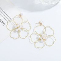 Korean Hand-woven Flower Pearl Earrings main image 5