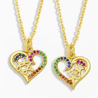 Colorful Zircon Heart-shaped Pendant Necklace main image 1