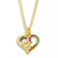 Colorful Zircon Heart-shaped Pendant Necklace main image 3