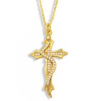 Snake Shape Cross Diamond Palm Pendant Necklace main image 3