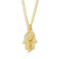 Snake Shape Cross Diamond Palm Pendant Necklace main image 4