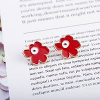 Korean Fashion Dripping Oil Flower Earrings sku image 3