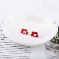 Korean Fashion Dripping Oil Flower Earrings sku image 1