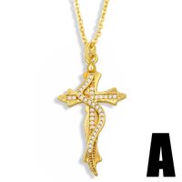 Snake Shape Cross Diamond Palm Pendant Necklace sku image 1