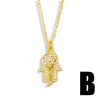 Snake Shape Cross Diamond Palm Pendant Necklace sku image 2