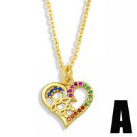 Colorful Zircon Heart-shaped Pendant Necklace sku image 1