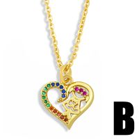 Colorful Zircon Heart-shaped Pendant Necklace sku image 2