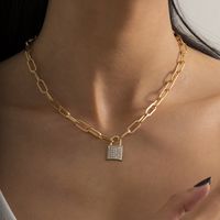 Fashion Simple Micro-inlaid Lock Pendant Necklace sku image 3