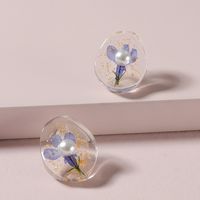 Fashion Transparent Resin Dried Flower Earrings sku image 1