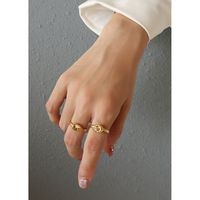 Fashion Knotted Titanium Steel Gold Ring sku image 1