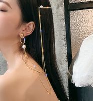 New Korean Long Tassel Pearl Earrings sku image 1