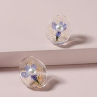 Fashion Transparent Resin Dried Flower Earrings main image 2