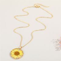 Retro Simple Daisy Pendant Resin Necklace main image 4