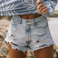 Modische Jeans-shorts Mit Hoher Taille Und Fransen In Übergrößen main image 1