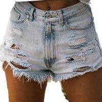 Fashion High Waist Ripped Fringed Plus Size Denim Shorts main image 3