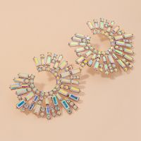Fashion Magic Color Rhinestone Sun Flower Earrings sku image 1
