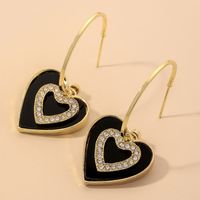 Fashion Black Diamond-studded Acrylic C-shaped Earrings sku image 1
