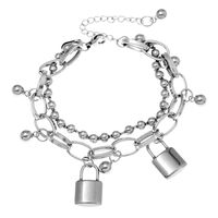 Korean Fashion Simple Love Lock Pendant Double Bracelet main image 3