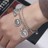 Korean Simple Stainless Steel Elephant Pendant Bracelet main image 1