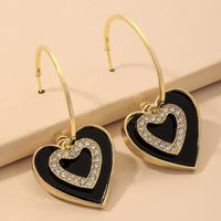 Fashion Black Diamond-studded Acrylic C-shaped Earrings main image 1
