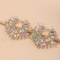 Fashion Magic Color Rhinestone Sun Flower Earrings main image 1