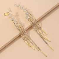 Boucles D&#39;oreilles Longues Pompon Strass Coréens main image 1