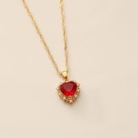 Full Diamond Zircon Heart Necklace main image 4