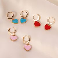 Multi-color Oil Drop Heart Earrings main image 1
