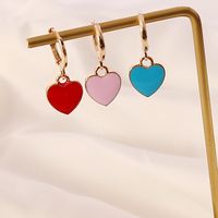 Multi-color Oil Drop Heart Earrings main image 6