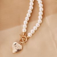 Retro Open Heart Shape Pearl Necklace main image 3
