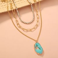 Fashion Imitation Natural Stone Multi-layer Necklace main image 3