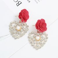 Herzförmige Diamantohrringe Aus Koreanischer Stoffblume main image 4