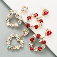 Korean Fashion Heart-shape Full Diamond Alloy Earrings main image 1