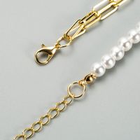 Korean Simple Alloy Inlaid Pearls Lock Multi-layer Bracelet main image 5