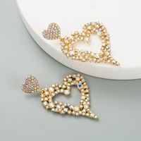Fashion Geometric Heart Shape Alloy Rhinestone Earrings main image 4