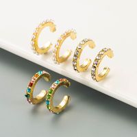 Fashion C Shape Alloy Artificial Gemstones Earrings main image 2