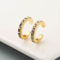 Fashion C Shape Alloy Artificial Gemstones Earrings main image 4