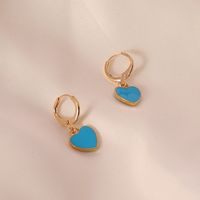 Multi-color Oil Drop Heart Earrings sku image 3