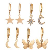 Fashion Star Moon Butterfly Earrings sku image 1