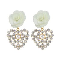 Herzförmige Diamantohrringe Aus Koreanischer Stoffblume sku image 1