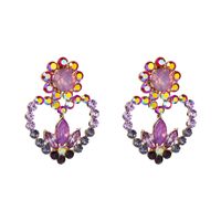 Hollow Heart-shaped Flower Alloy Diamond Earrings sku image 1