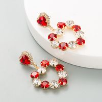 Korean Fashion Heart-shape Full Diamond Alloy Earrings sku image 1