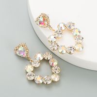 Korean Fashion Heart-shape Full Diamond Alloy Earrings sku image 2