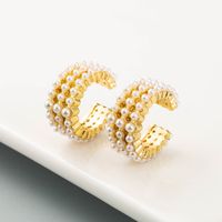 Fashion C Shape Diamond Alloy Artificial Gemstones Earrings sku image 3