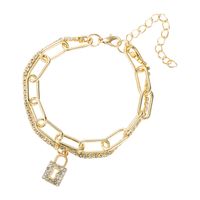 Korean Simple Alloy Inlaid Pearls Lock Multi-layer Bracelet sku image 1