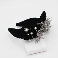New Fashion Velvet Bowknot Tassel Woven Flower Headband sku image 1