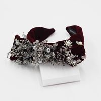 New Fashion Velvet Bowknot Tassel Woven Flower Headband sku image 2