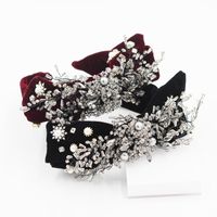 New Fashion Velvet Bowknot Tassel Woven Flower Headband main image 1